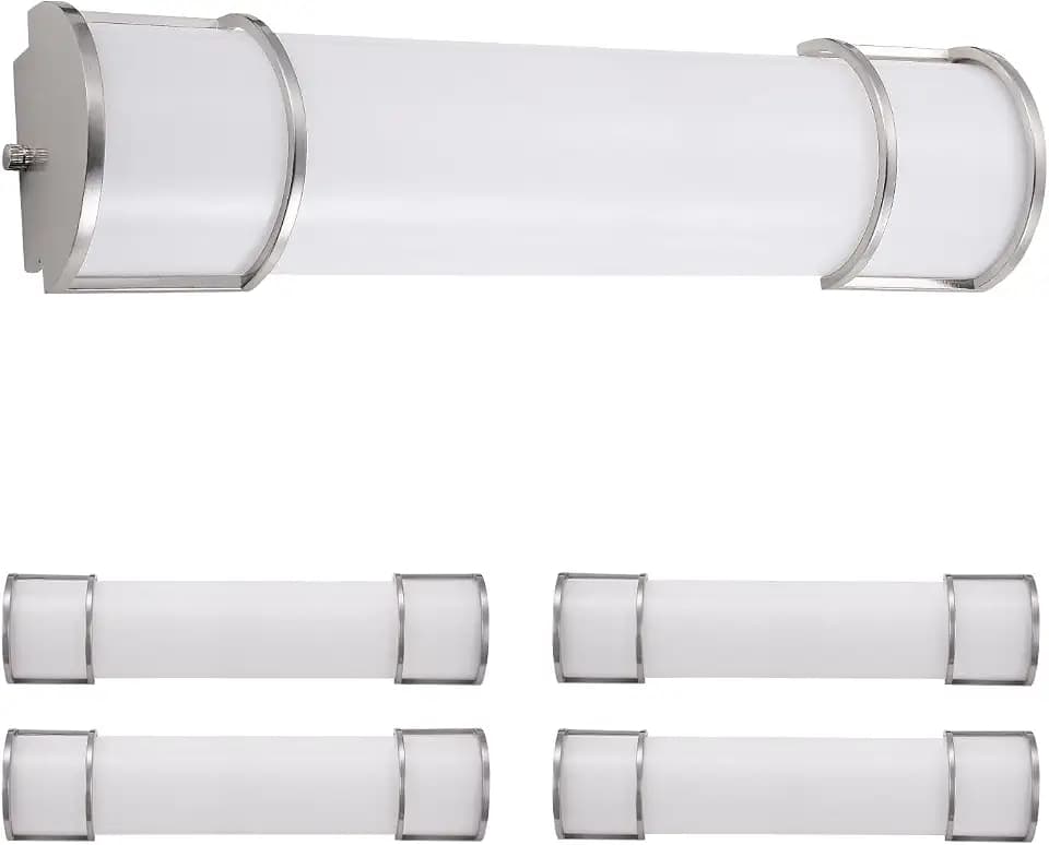 ASD LED 24" Vanity Flush Mount Light Fixture, Linear Bathroom Lighting Bar | 3CCT, Dimmable, Energy Star, ETL Listed | 25W 1950LM 3000-5000K 120V | Long Bath Wall Sconce Over Mirror | Nickel, 4 Pack