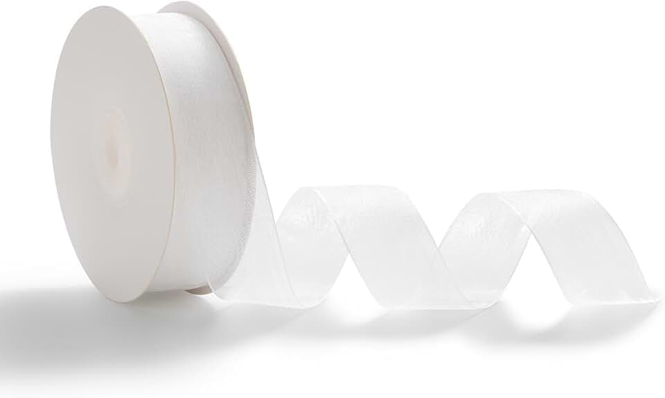 AOKSUNOVA Organzaband Schleifenband Hochzeit Organza Geschenkband Weiß