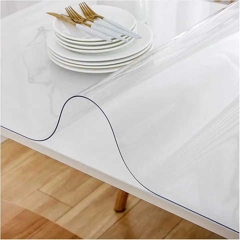 Tischschutz transparent 1.5 mm PVC abwischbar wasserdicht für Zuhause, Küche 50 x 90 cm, transparent