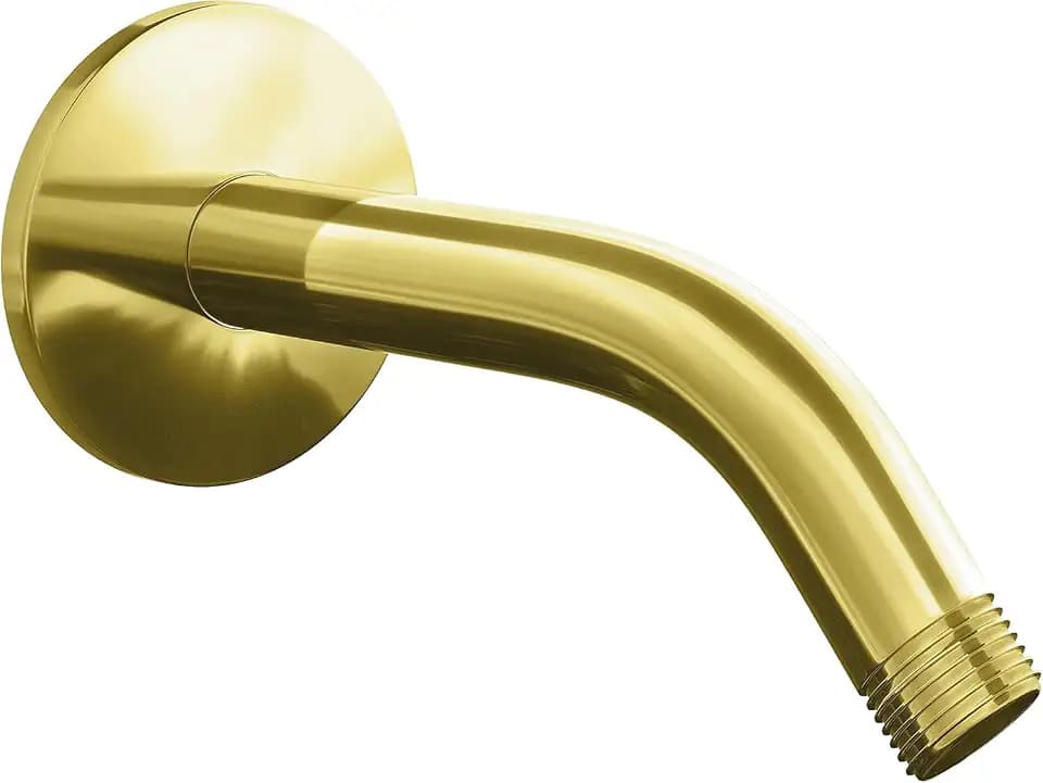 SparkPod 6 Inch Shower Arm with Flange - Solid Stainless Steel Shower Head Extension Arm - Wall-Mounted for Fixed & Handheld Showerheads - Teflon Tape Included (Standard 6", Egyptian Gold)