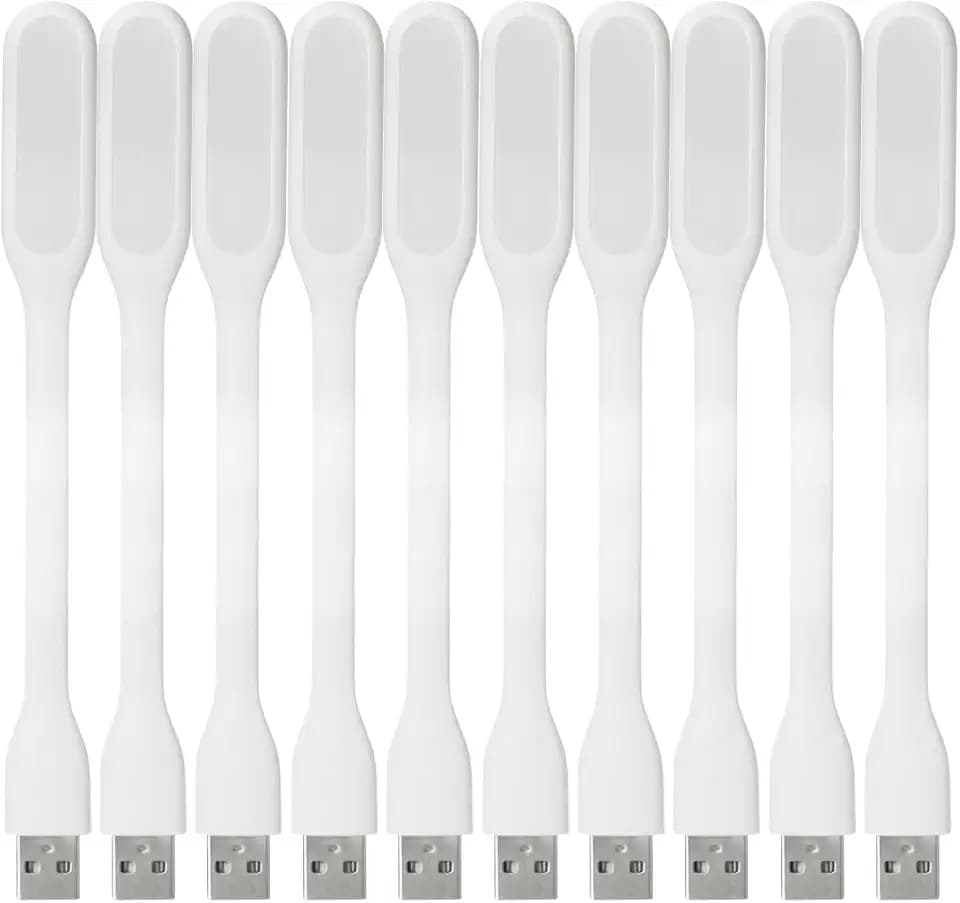 USB LED Light Lamp for Power Bank, Portable Eye Care Mini Night Light with Flexible Arm, USB Gooseneck Reading Lamps Book Light,Compatible for Desktop, Notebook Laptop (10-White)