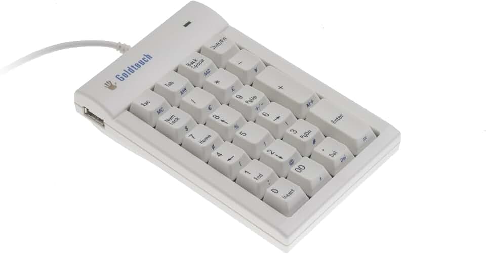 BakkerElkhuizen Goldtouch Numerische Tastatur, Separate numerische Tastatur, 2 USB-Anschlüsse, Weiß