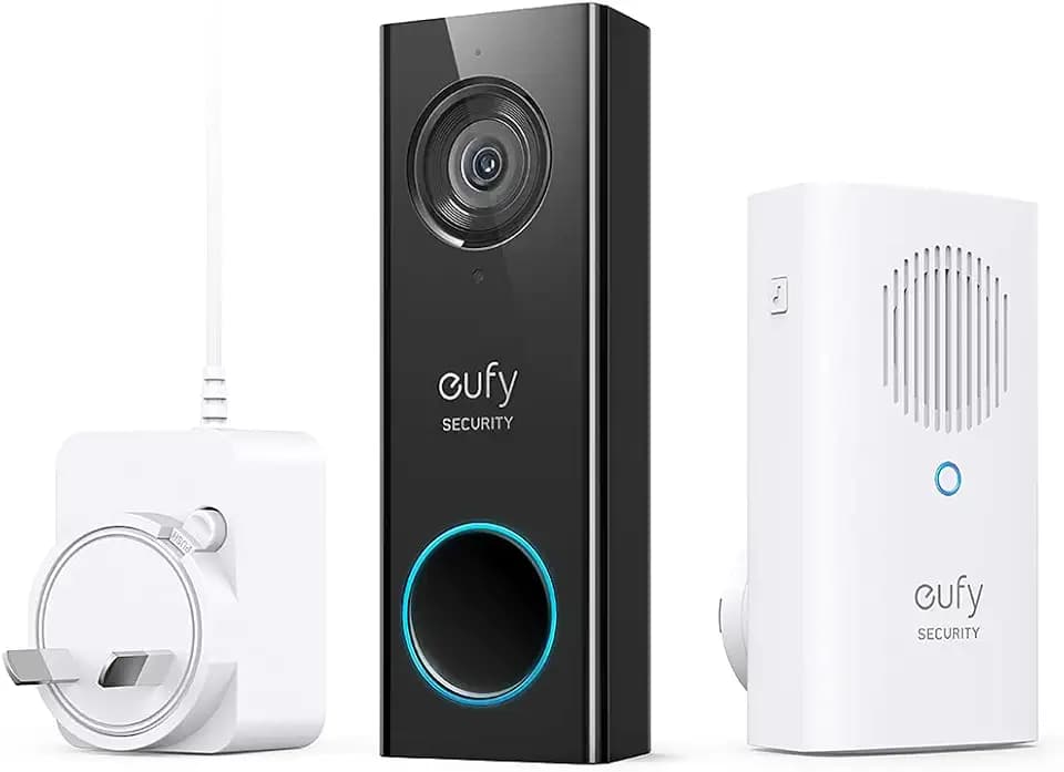 eufy Security kabelgebundene Video-Türklingel mit Türglocke, 2K Auflösung, Türklingel mit Kamera-Funktion, Verschlüsselte Speicherung, Gebührenfrei, WLAN, benötigt vorhandene Türklingel-Schaltung