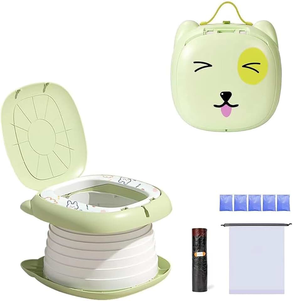 Klapptoilette für Kinder,Kindertoilette Tragbar,Faltbarer Toilettensitz,Kinder Reise Töpfchen,Töpfchen Faltbar,Tragbare Baby Toilette,Tragbares Reisetöpfchen mit Ersatztaschen