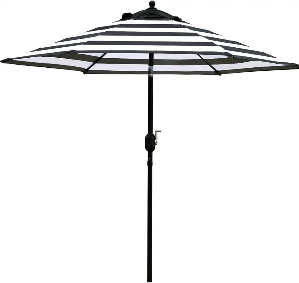 Sunnyglade 7.5' Patio Umbrella Outdoor Tilt Umbrella Black and White Stripe