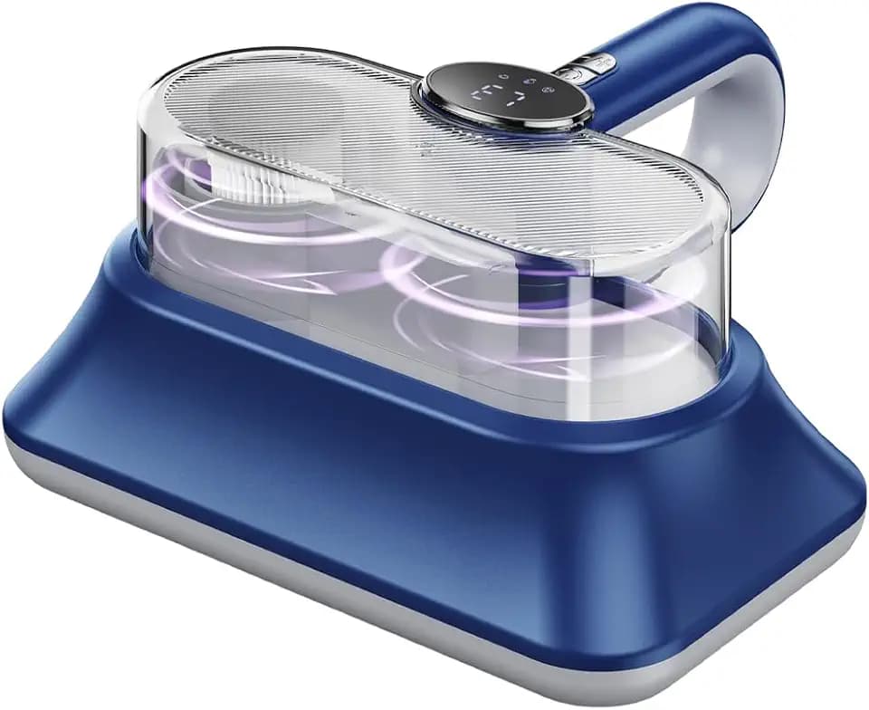 Mattress Vacuum Cleaner, Vibration Handheld Vacuum Cleaner with Light and LED Display, HEPA Filter, Handheld Hoover Cordless for Bed, Carpet, Sofa, Pillows