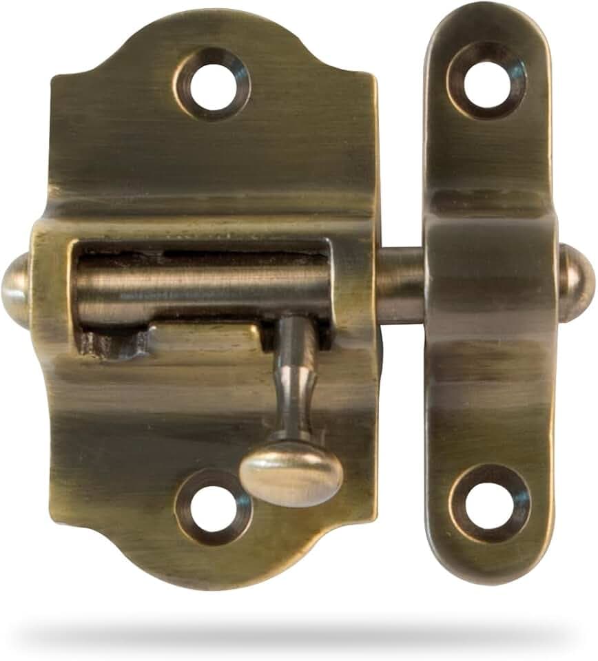Amig – Türriegel – Modell 720 – Aus Messing – 50 mm – Inklusive Schrauben – Ideal für Türen und Fenster – Oberfläche: Leder