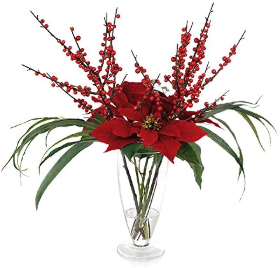 Ref.14009C20 Navidad, Blumenarrangement, 1 Stück, Kunststoff/Glas, 60 x 58 cm