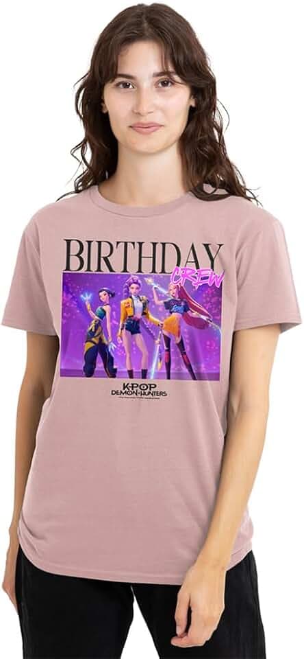 KPop Demon Hunters Damen Kpop Demon Hunters Huntrix Birthday Crew Group Ladies T Shirt, Pink T-Shirt (1er Pack)