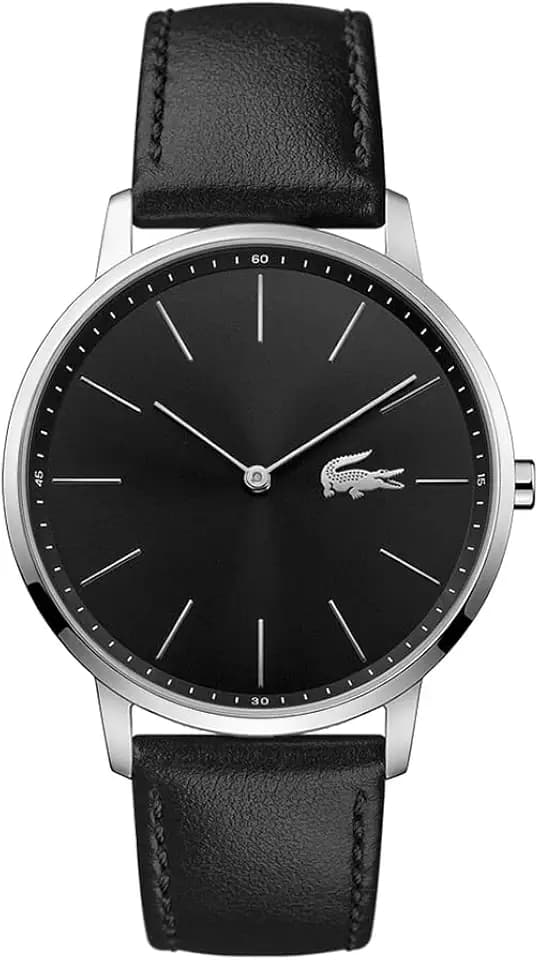 Lacoste Analog Quarzuhr für Herren Kollektion Moon mit Schwarzes Lederarmband - 2011016