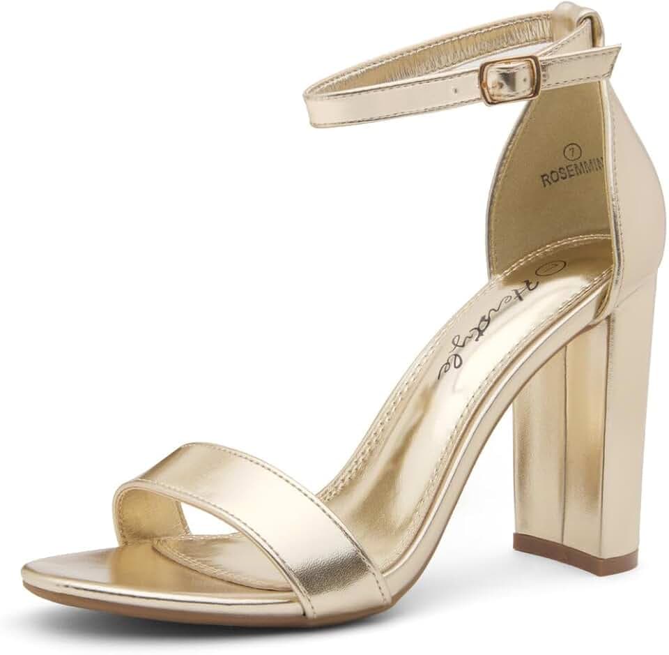 Herstyle Women’s Chunky Block Heels – Open Toe Ankle Strap Sandals, 3.75 Inch High Heels for Wedding, Party & Dressy Occasions – Comfortable Strappy Dress Shoes
