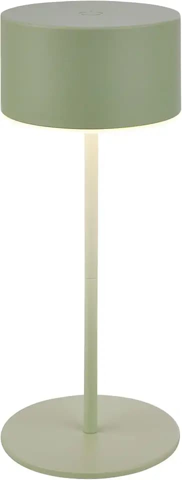 BRILONER - LED Tischlampe kabellos IP44 mit Lichtkante, Touch, dimmbar, Akku Tischleuchte, Nachttischlampe, Leselampe, LED Lampe, Outdoor, Touchlampe, Tischlampe Akku, 8 x 19 cm (DxH), Salbeigrün