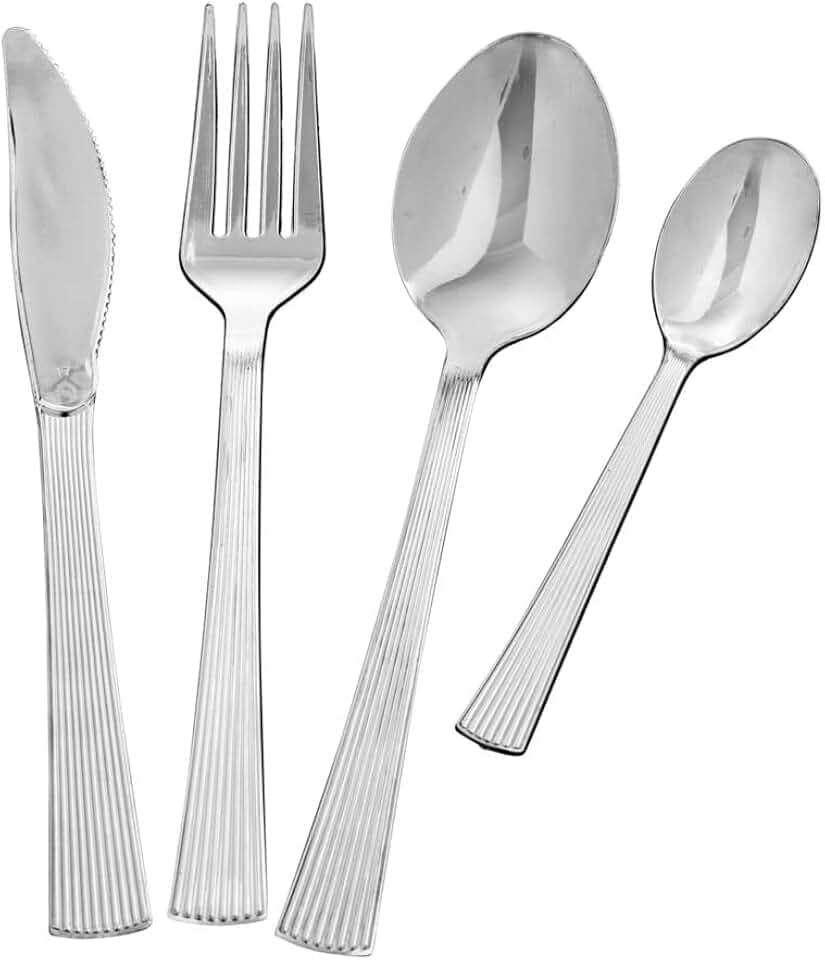 Polish Cutlery Combo - Case Of 1200-12 Packs X 100, Disposable Plastic Flatware, Bulk Place Setting Assortment - For Parties, Weddings, Catering And Events