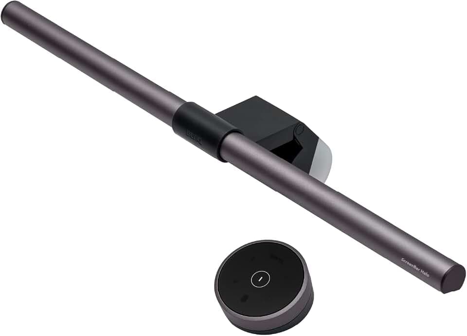 BenQ ScreenBar Halo Monitor Lampe Light Bar Bildschirmlampe mit Auto-Dimmen und Farbton-Anpassungsfunktionen | Augenpflege | Kein Bildschirm Blendung oder Flimmern | Kabellose Steuerung | USB aufladen