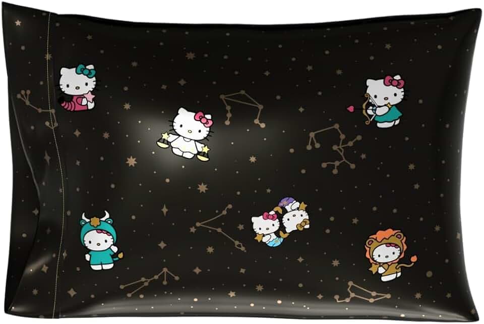 Hello Kitty Astrology Beauty Silky Satin Standard Pillowcase Cover 20x30 for Hair and Skin, (Officially Licensed Product)