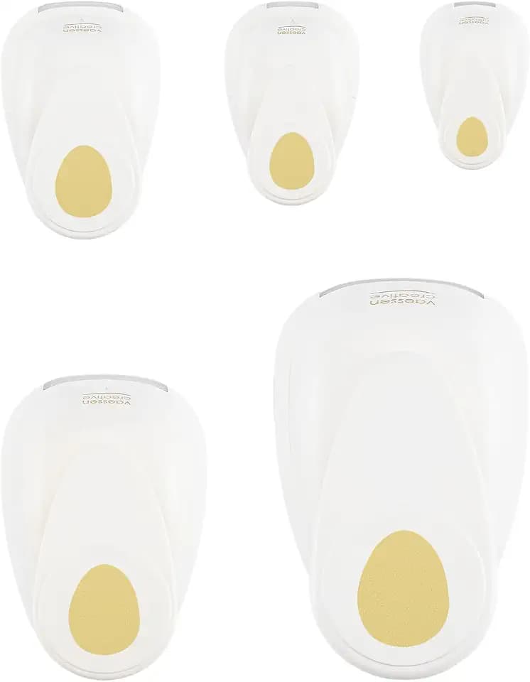Vaessen Creative Motivstanzer Set 5St. - Ei - Ø 50, 37,5, 25, 15 und 9,5 mm - Scrapbook Zubehör zum Ostern Basteln, Kartengestaltung und Journaling, Weiß-gold