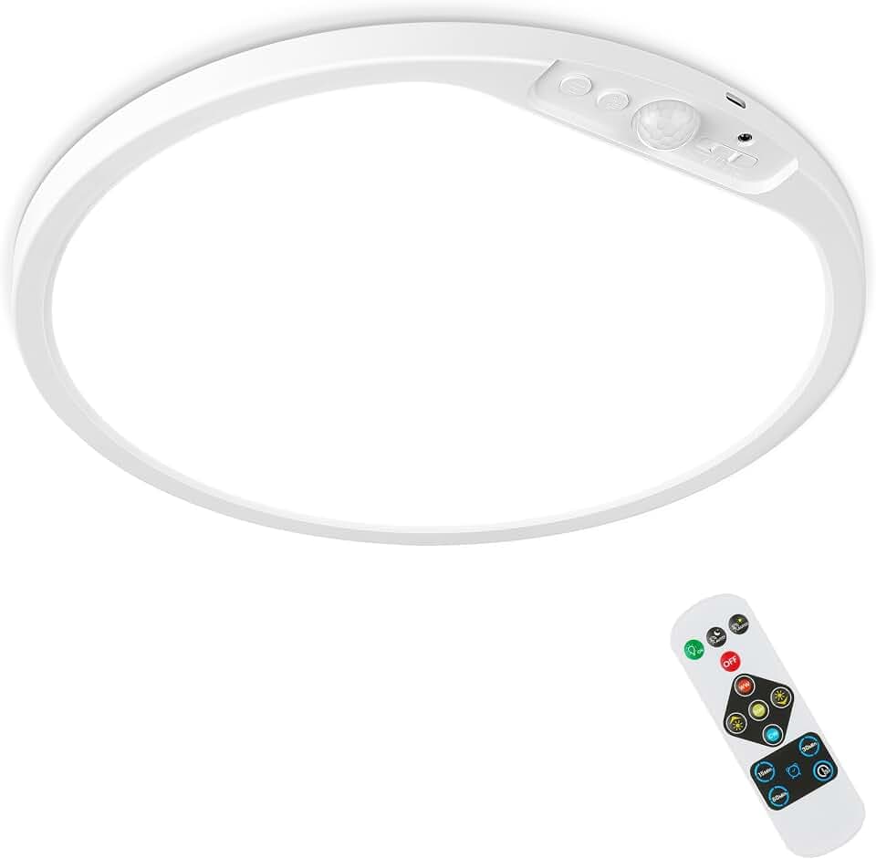 SunRider 12 Inch Rechargeable Motion Sensor LED Ceiling Light with Remote