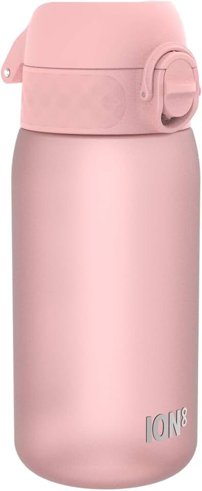 ion8 Kinder Trinkflasche, 350ml, Auslaufsicher, Einhandöffnung, Sichere Verriegelung, Spülmaschinenfest, BPA-frei, Tragegriff, Klappdeckel, Leicht zu Reinigen, Klimaneutral, Rose