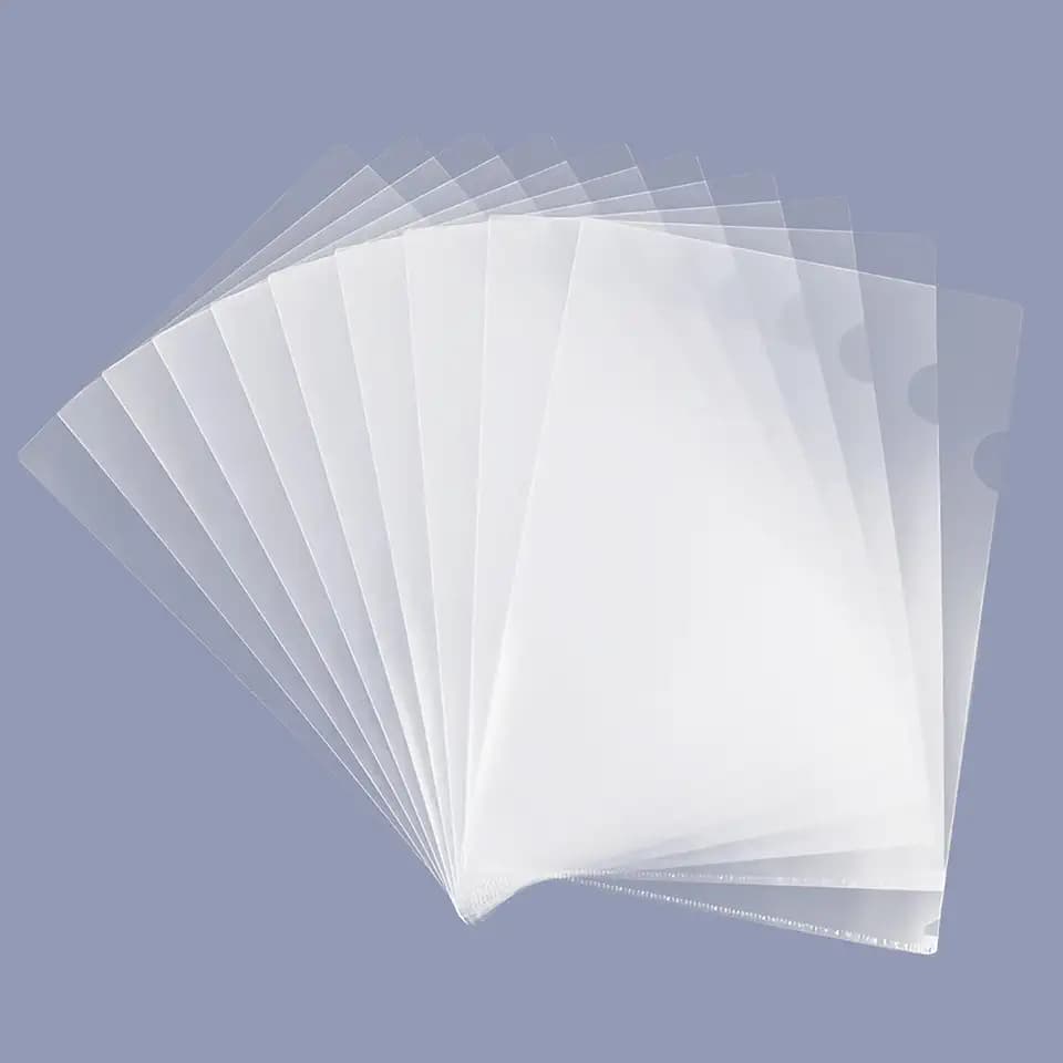 GOMRQING Clear Document Folder Copy Safe Project Pockets fits 8.5x11 Letter Size US Paper,L-Type Plastic Clear Paper Sleeves Protector Resume File Poly Jacket Folders Organizer in Transparent 50 Pack