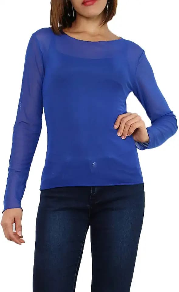 T-Shirt, Netzstoff, Oberteil aus transparentem Voile, Einheitsgröße 36-40