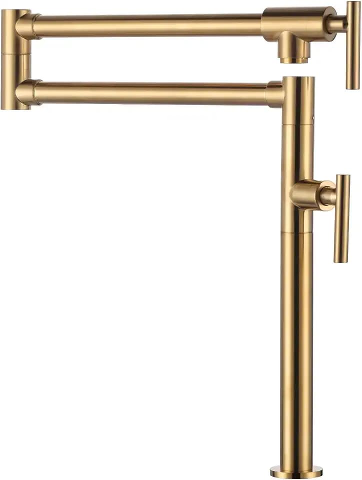 ALEASHA Deck Mount Pot Filler Faucet for Kitchen Sink, Brushed Gold