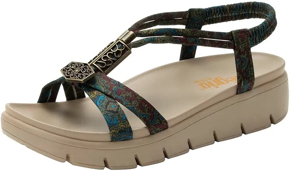 Alegria Women Roz Sandal With Braided Adjustable Buckle Slingback Platform Slide