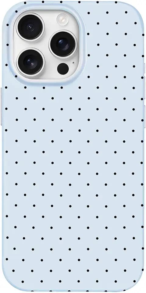 Hython for iPhone 16 Pro Case Cute Polka Dot Aesthetic Design Simple Cover 6.3", Thin Slim Anti-Scratch Soft TPU Bumper Shockproof Rubber Protective Phone Cases for Women Girls Girly Boys, Blue