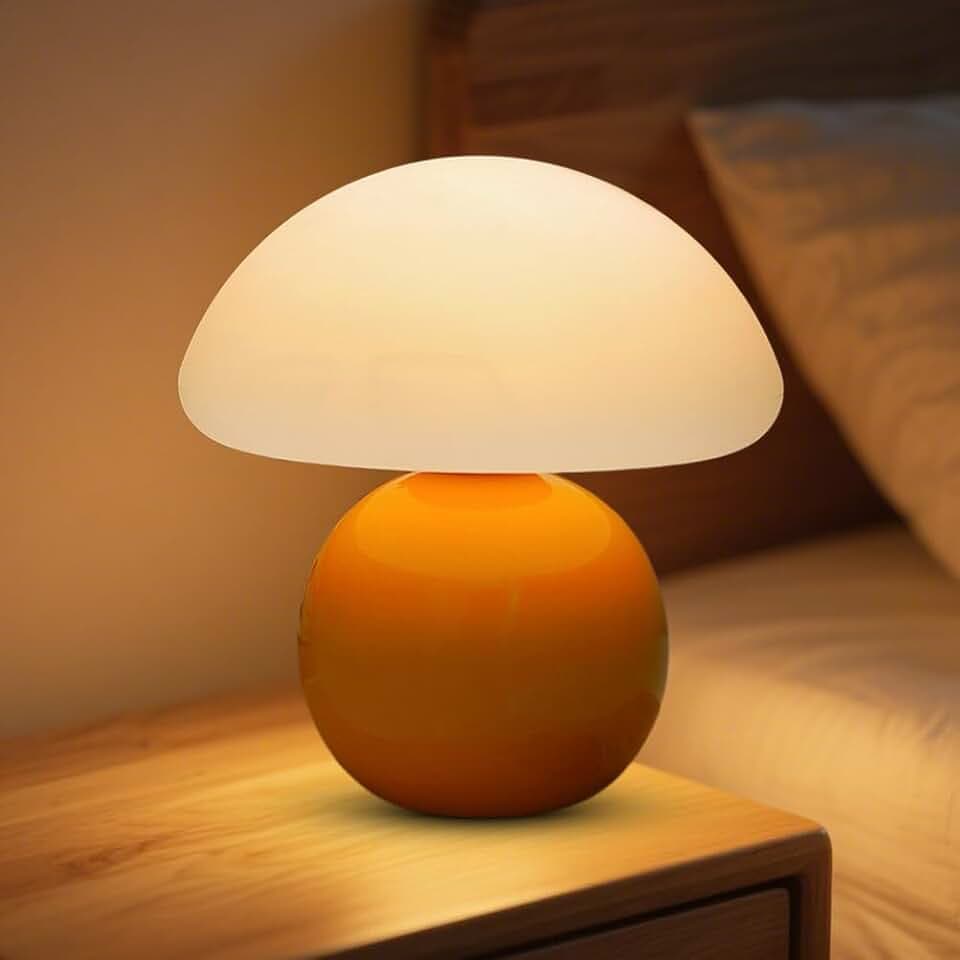 Pilz Lampe Nachttischlampe Dimmbar, Mushroom Bedside Table Lamp, Kleines Nachtlicht, Sanfte Sunset-Beleuchtung Deko Lampe Wohnzimmer Schlafzimmer, Tischleuchte (Orange)