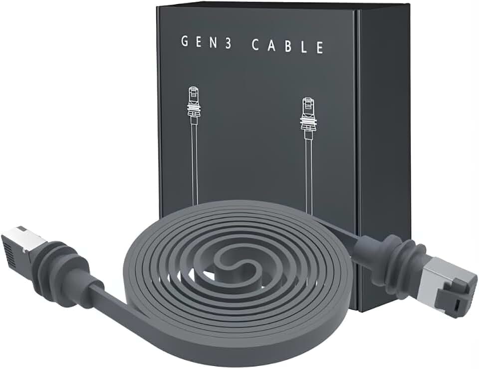 Elfcam - 10 m/32,8 ft Cat 6A Flaches Ethernet-Kabel für Starlink Gen 3 & Mini – 10 Gbit/s Hochgeschwindigkeits-RJ45-LAN-Kabel, IP68 wasserdicht, flexibles 9,2x3,2 mm Design für Innen-/Außenwand oder