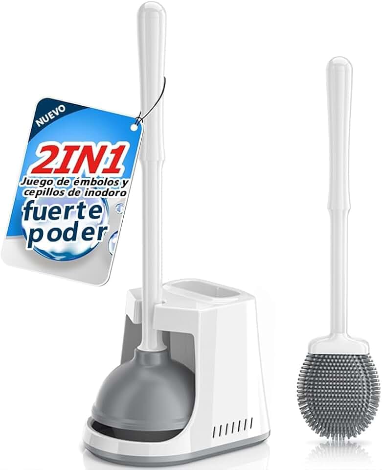 2-in-1 WC-Bürsten- und Pömpel-Set aus Silikon, Weiß