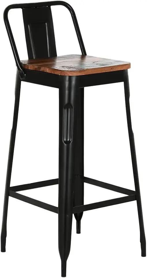 TABURETE METAL MADERA 41X38X96 NEGRO