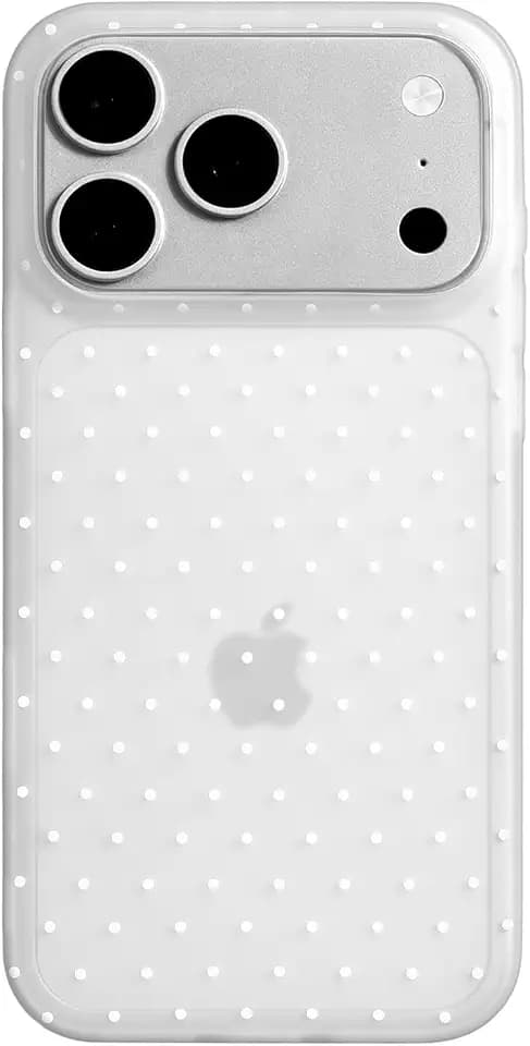 inewateri Compatible with iPhone 17 Pro Case with Cute Fashion Polka Dot Aesthetics Design Simple Cases for Soft TPU Slim Protection Cover-Matte White