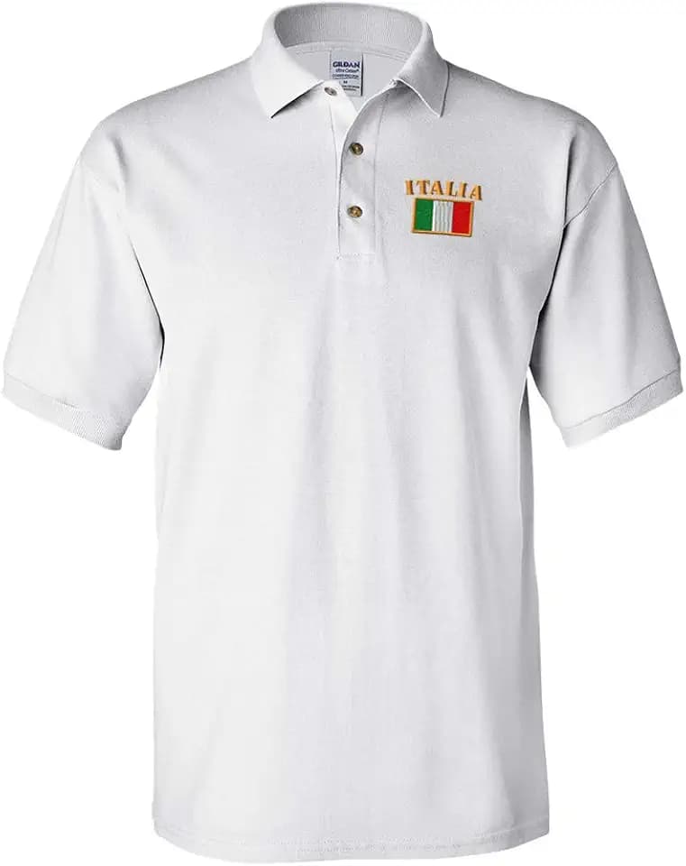 Custom Polo Shirts for Men Italia Flag Embroidery Short Sleeves Golf