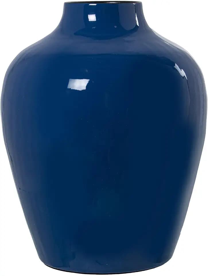 Tischvase aus emailliertem Metall, Blau, 21 x 21 x 28 cm