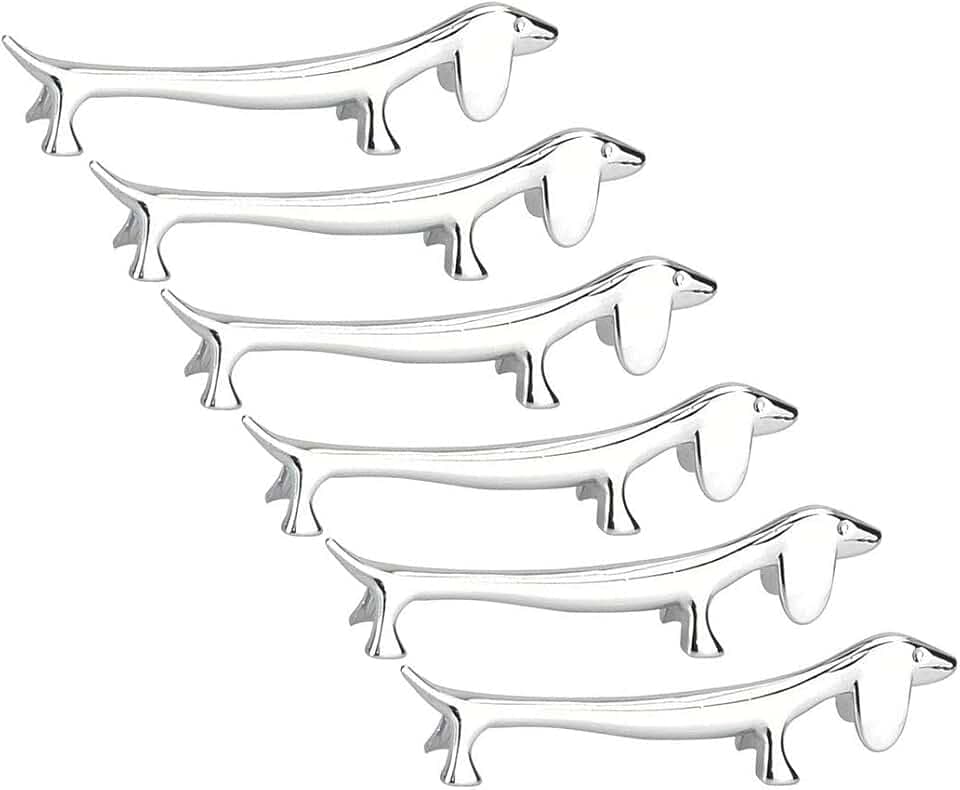 6 Stück Stäbchen Halter Edelstahl Essstäbchen Löffel Gabel Halter Stäbchenbänke(Silber)