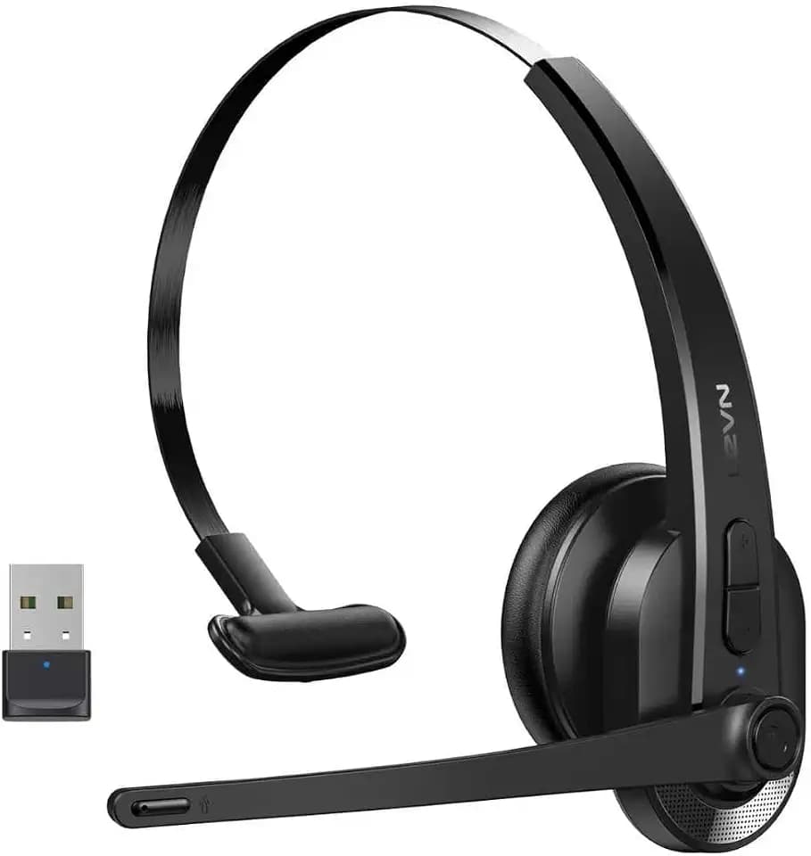 Wireless Headset with Mic for Work, Bluetooth Headset with Microphone AI Noise Cancelling & Mute Button, Lightweight Comfortable Computer Headset with Microphone for PC/Office/Call Center/ Teams/Zoom