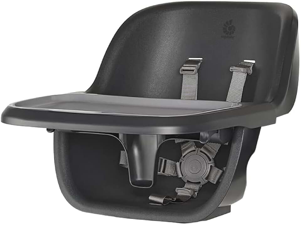 Ergobaby Evolve Ergonomischer Babysitz + Tablett, Zubehör für den Ergobaby Evolve Hochstuhl, Babystuhl ergonomisch Mitwachsend ab 6 Monate bis 3 Jahre (ca. 15kg), Dark Wood