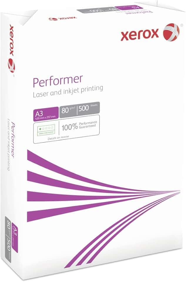 Xerox 003R90569 Performer Kopierpapier Druckerpapier Universalpapier DIN A3, 80 g/m², 500 Blatt, weiß