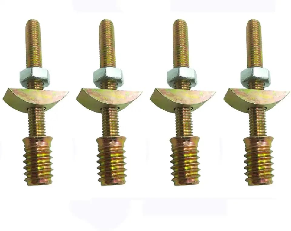 Halbmondverbinder, 4-in-1-Gewindestangenmuttern, Schrauben und Unterlegscheiben, Verbindungs-Set, Möbelverbindungsbeschlag für Bettrahmen, Kopfteile, Schränke (M8 x 80 mm), 4 Stück