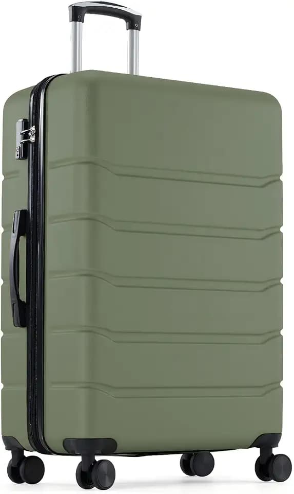 OLIXIS 24 Inch Luggage, Hardside Suitcase with Spinner Wheels, Lightweight ABS Hard Shell Checked Luggage, TSA Approved Lock, Expandable Medium Suitcase for Travel & Business–Olive Green