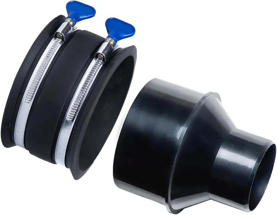 POWERTEC 4 Inch to 2-1/2 Inch Reducer and Flex Cuff with Stainless Steel Key Hose Clamps, Dust Collection Fitting for Woodworking Dust Collection Hose and Ports