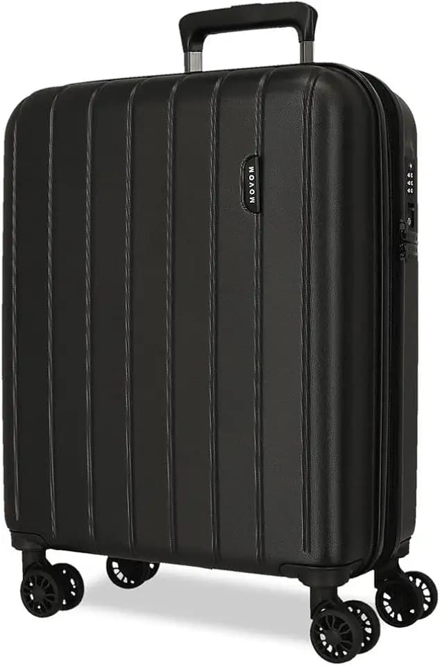Movom Wood Kabinenkoffer Schwarz 40x55x20 cms Hartschalen ABS TSA-Schloss 38L 3,2Kgs 4 Doppelräder Erweiterbar Handgepäck