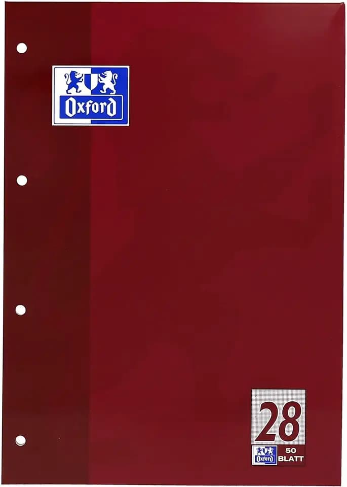 Oxford 100050353 Schulblock Linien 28 - A4, 50 Blatt, 90 g/qm, 4-fach Lochung