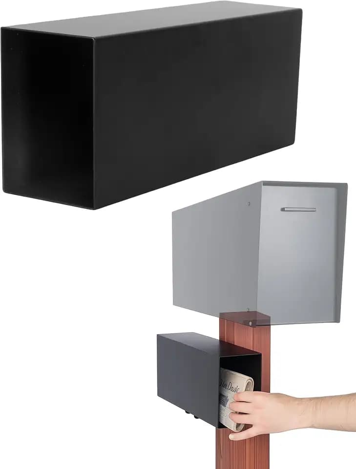 Ilyapa Newspaper Holder for Mailbox Post - 16x4x6 in Metal Box