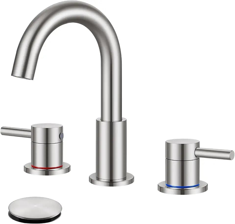 FGKQ 3-Hole 2-Handle Widespread Bathroom Sink Faucet, Brushed Nickel