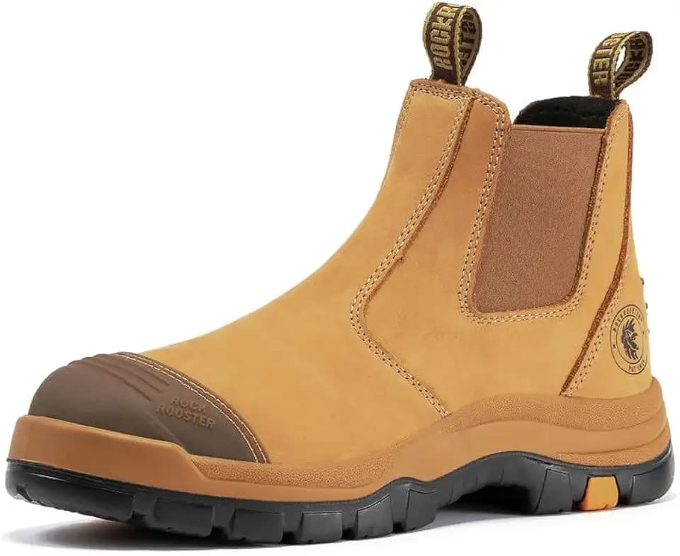 ROCKROOSTER Lumen - 6 inch Soft Toe Rubber Outsole Slip On Work Boots for Men AK227NTRB