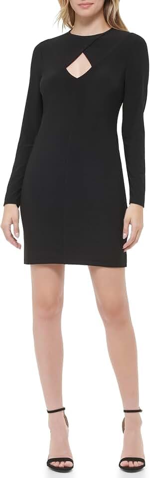 Tommy Hilfiger Women's Shift Jersey Long Sleeve V-Neck Dress