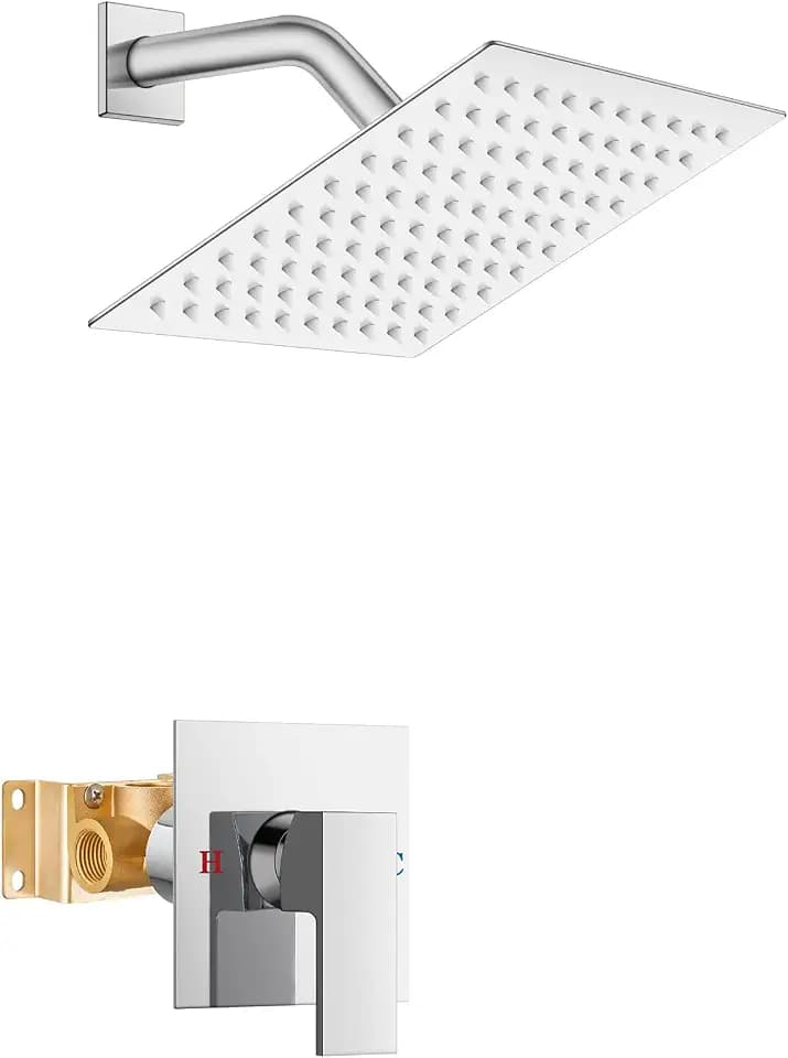Airuida Chrome Polish Shower Faucet Set,8 Inch Shower Valve Kit