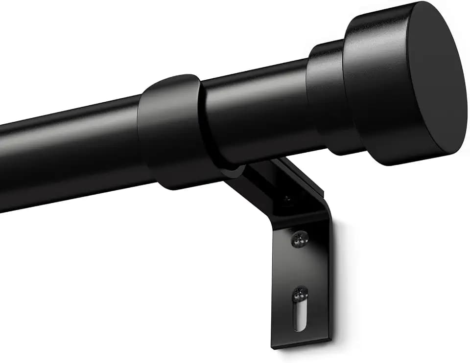 Schwarz Vorhangstange Ausziehbar Gardinenstange Curtain Rod Gardinenstangen für Fenster Outdoor (Schwarz Matt, 76 to 305 cm)