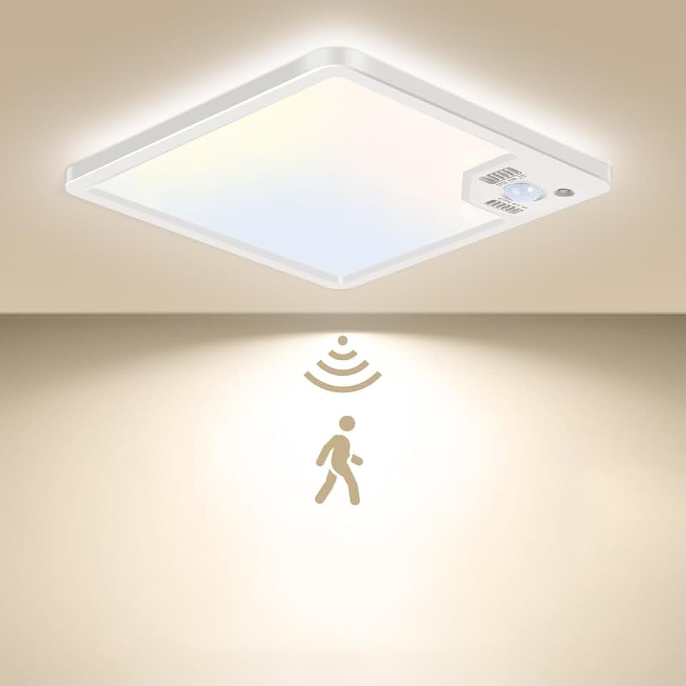 slochi LED Deckenleuchte mit Bewegungsmelder,16W Flach Deckenleuchte Bewegungssensor Innen,3000K/4000K/6500K Sensor Flurlampen für Flur,Treppe,Garage,Keller,Balkone,Küche,Badezimmer,Schlafzimmer 18cm